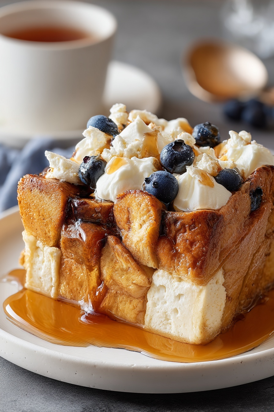 A delicious dessert made with cream cheese and blueberries.