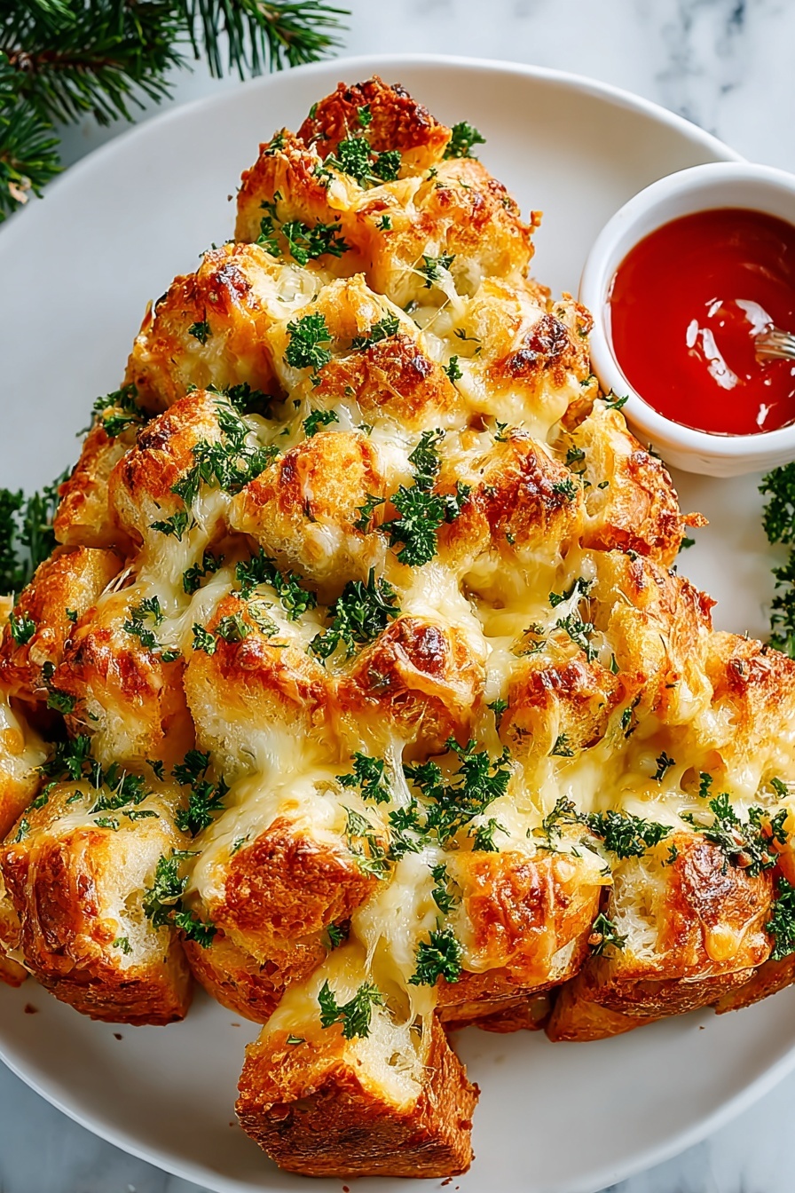 A stack of cheese bread with a dipping sauce.