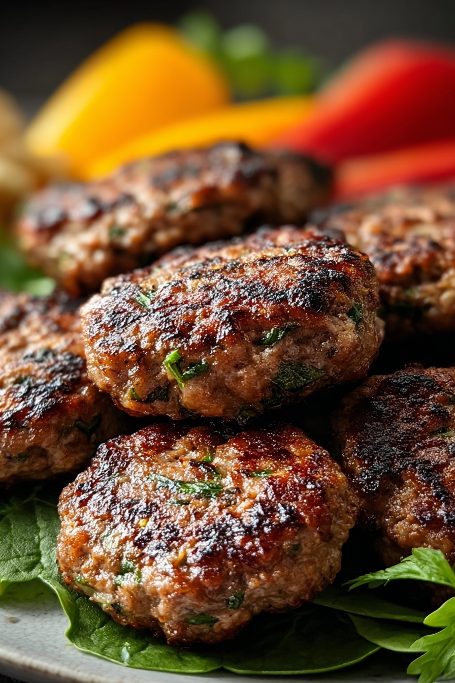 A plate of meatballs with green toppings.