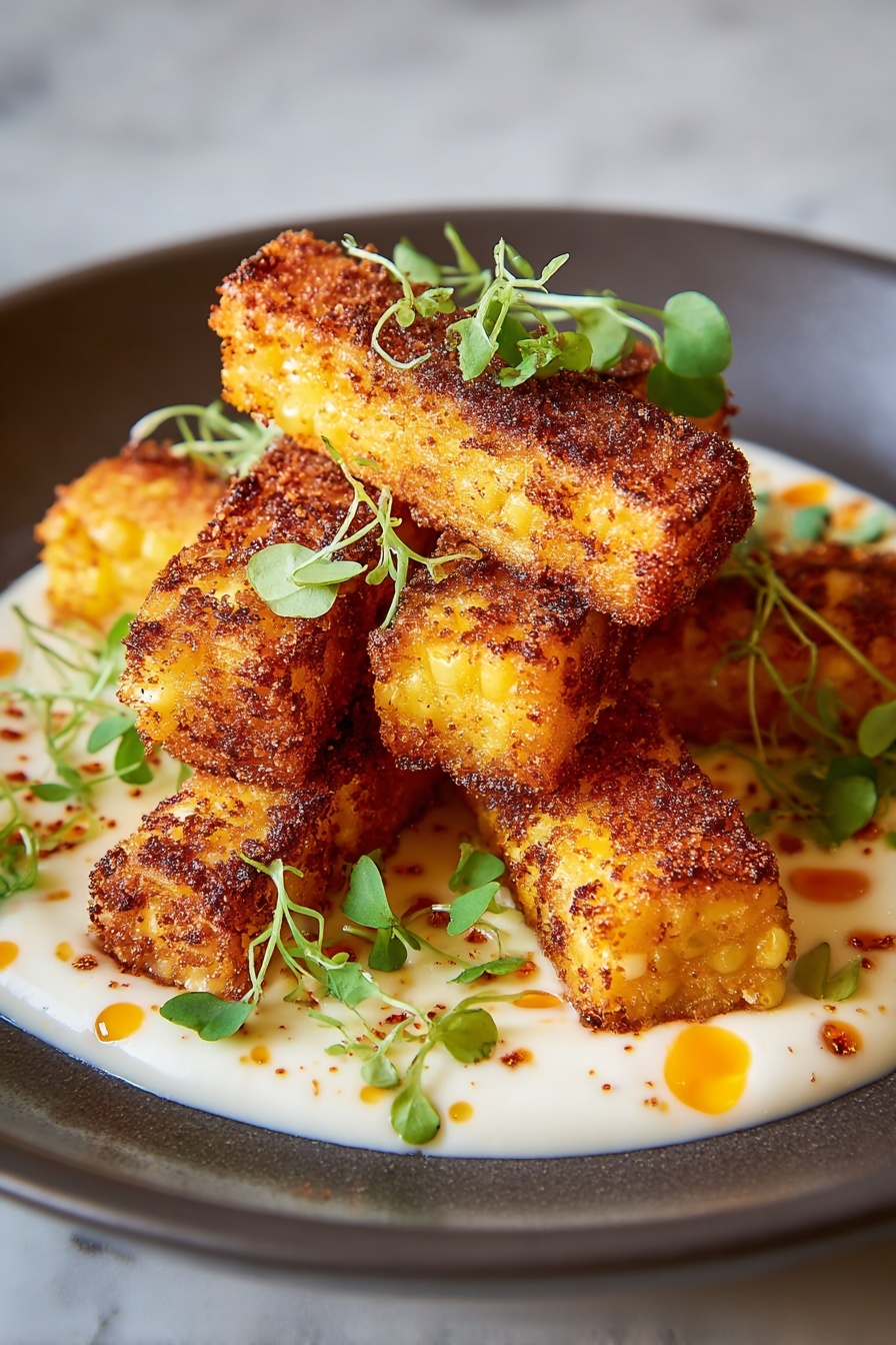 Crispy Hungarian potato cheese sticks on a plate.
