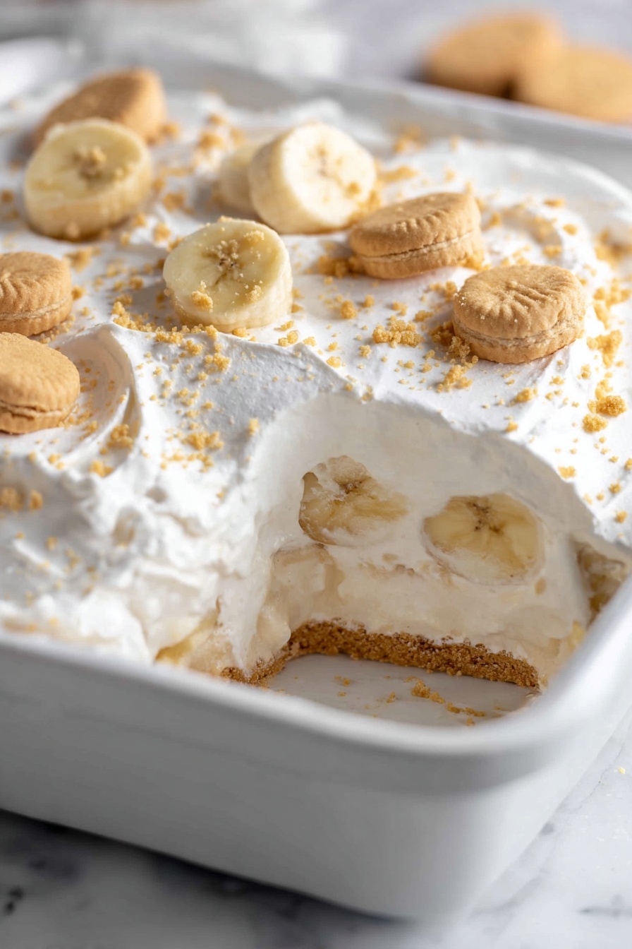 A close up of a vegan banana pudding.