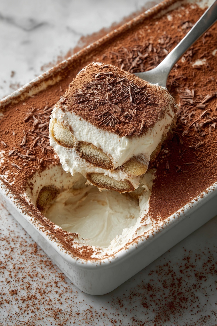 A spoonful of high-protein coconut tiramisu.