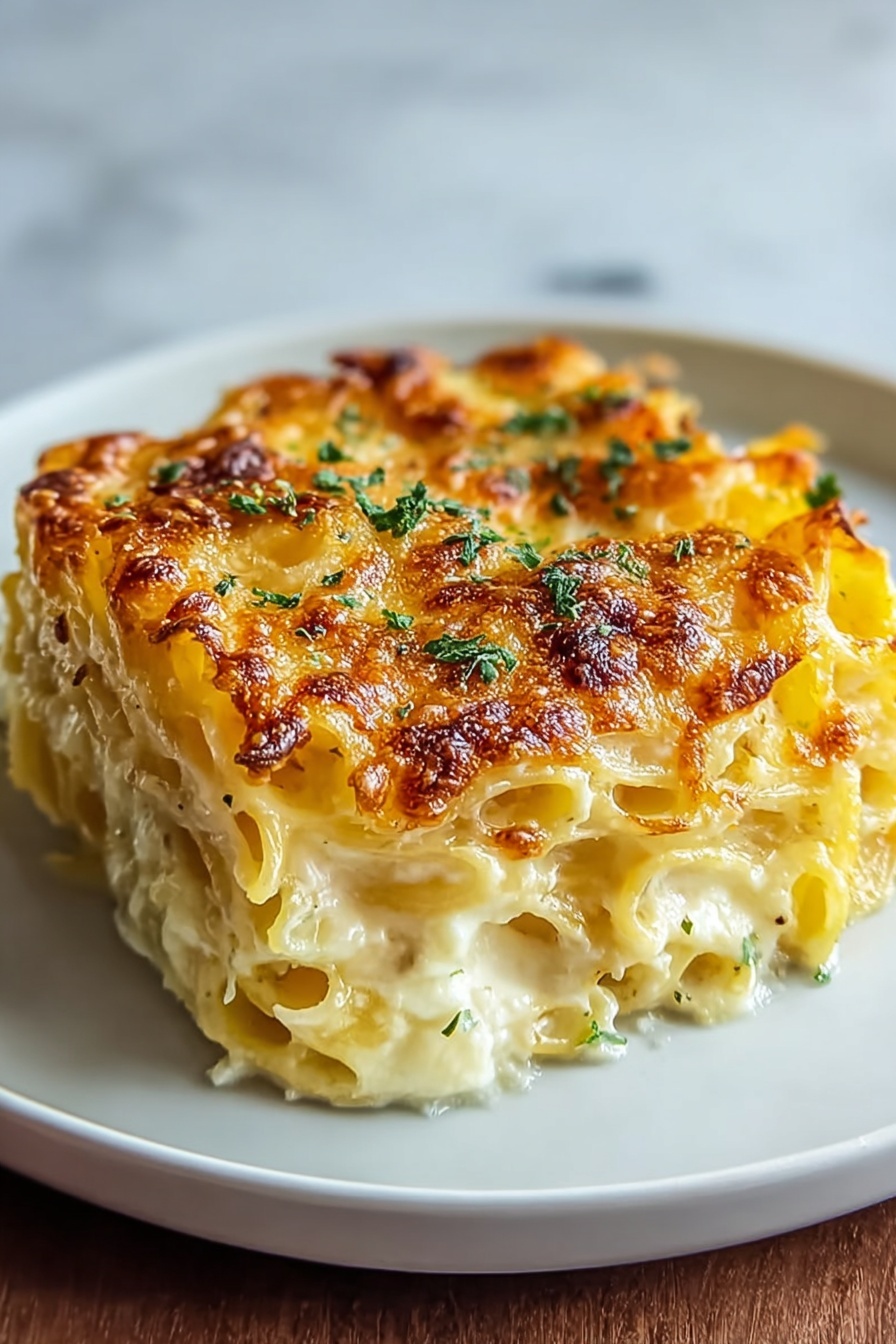 A dish of spaghetti squash au gratin.