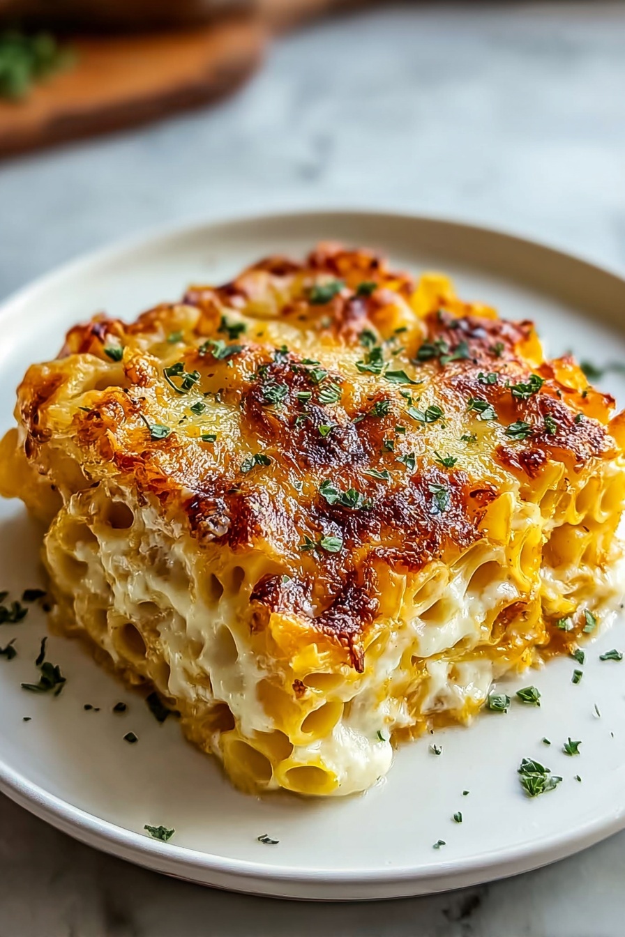A dish of spaghetti squash au gratin.