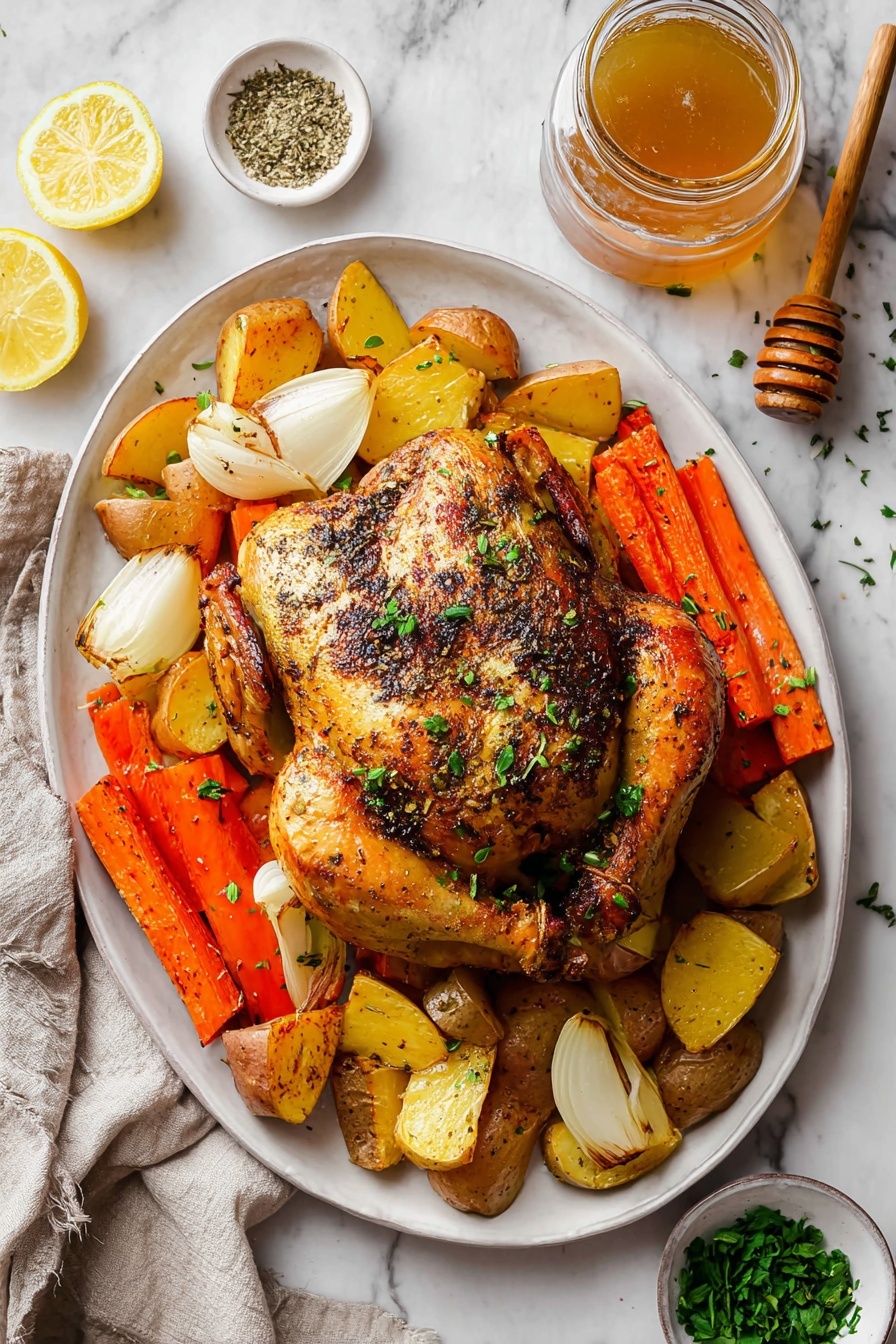 A plate of food with a chicken and potatoes.