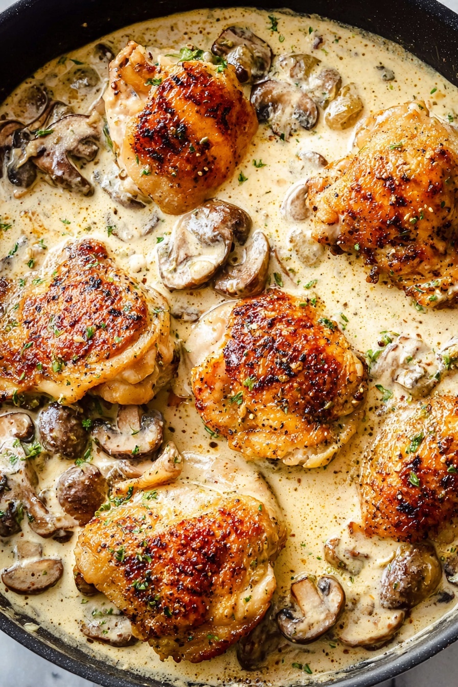 Chicken with mushrooms and garlic.