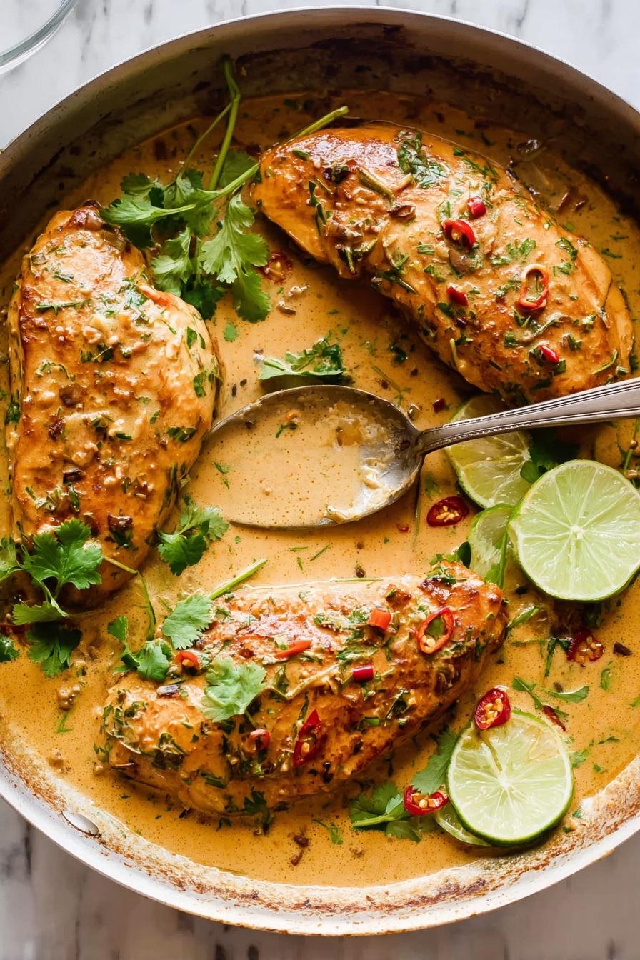 A bowl of creamy chipotle chicken with a spoon in it.