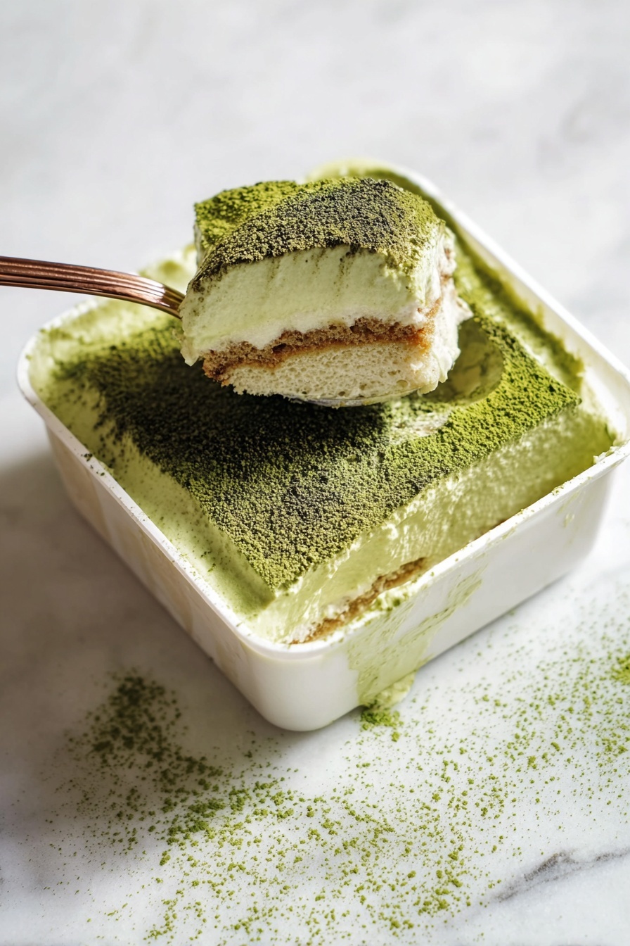 A slice of matcha tiramisu.
