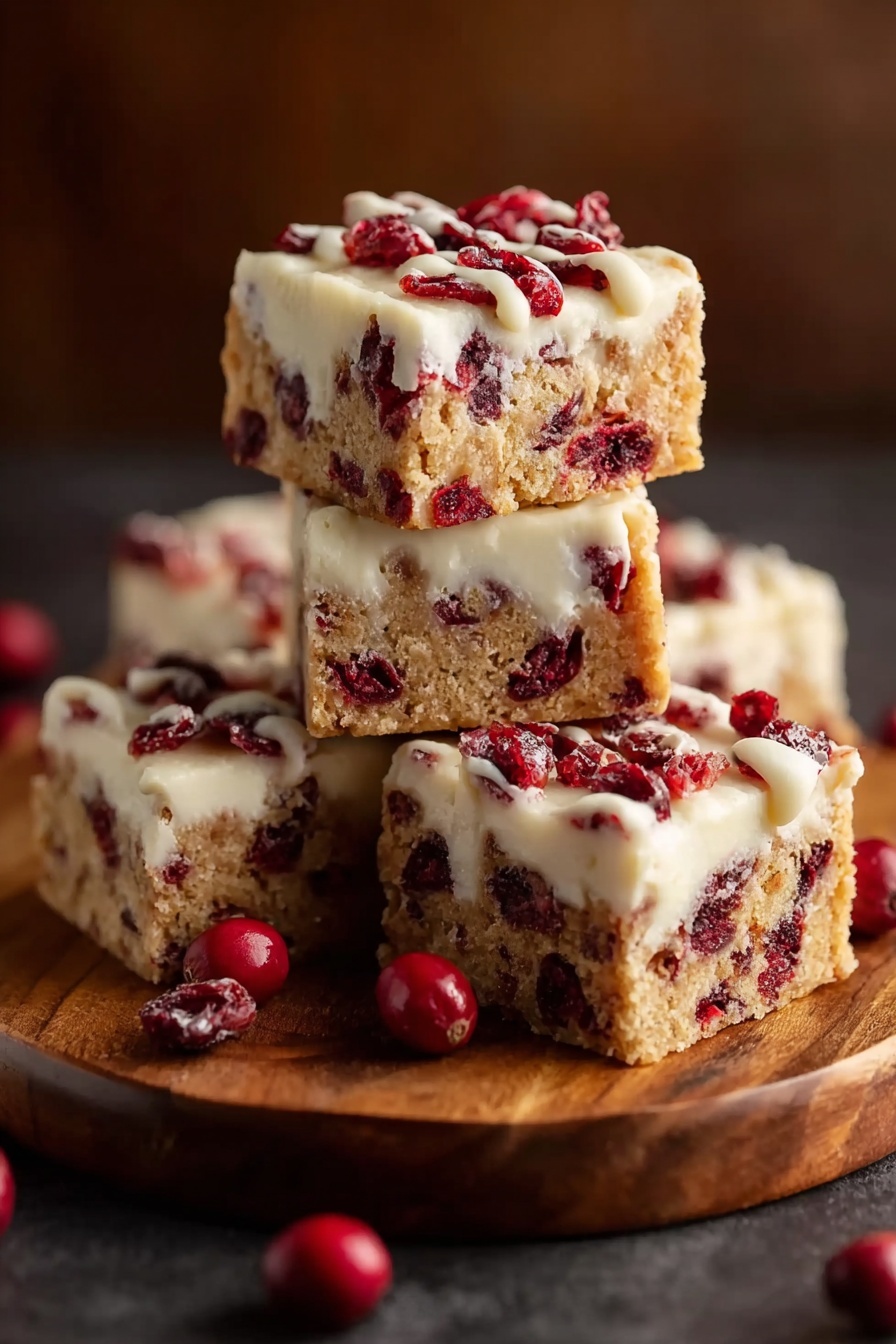 A stack of Cranberry Bliss Bars.