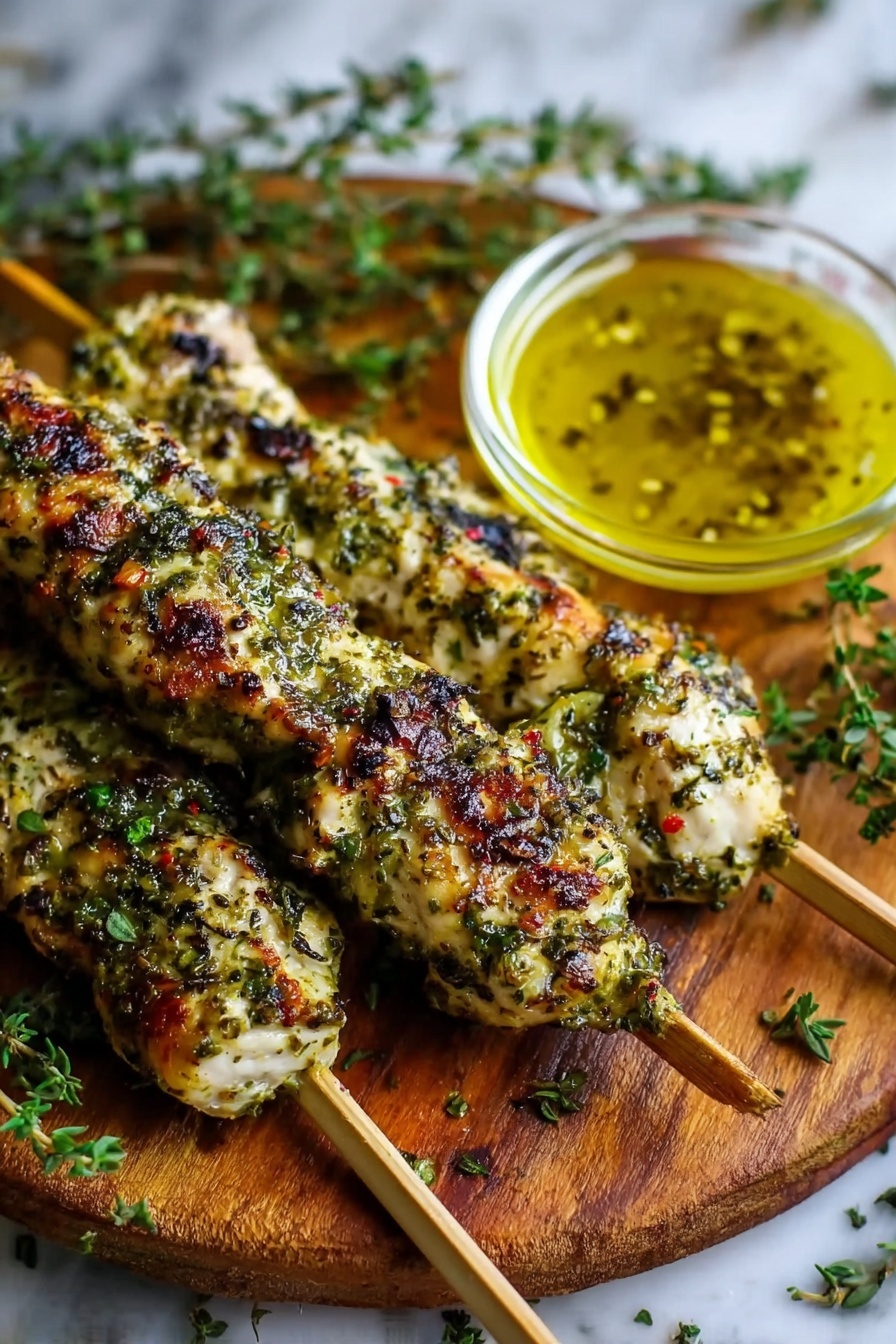 Chicken Souvlaki marinated in a bowl.