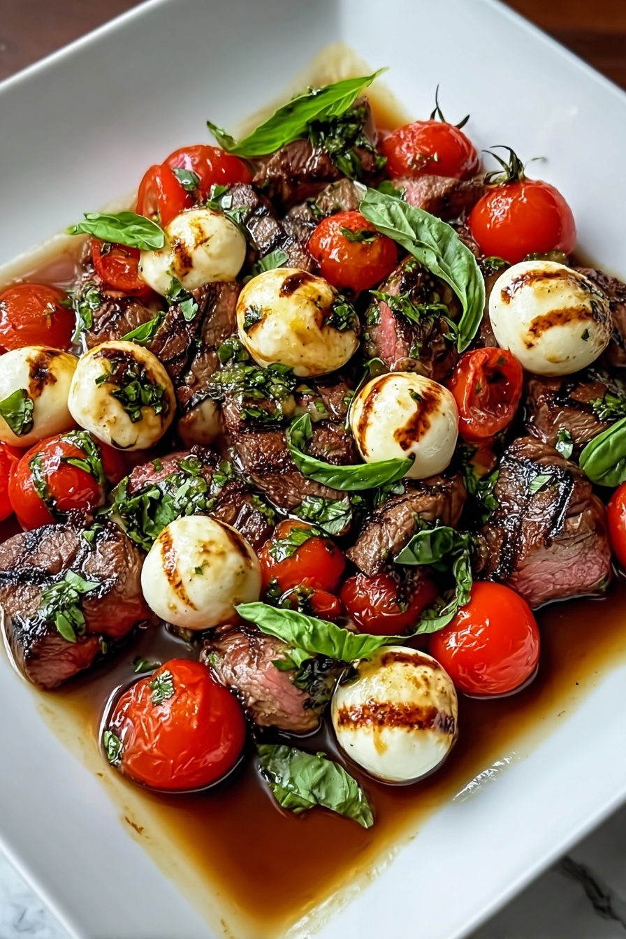 A plate of meat and tomatoes.