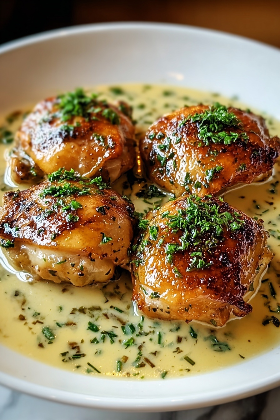 Chicken in a cream sauce.