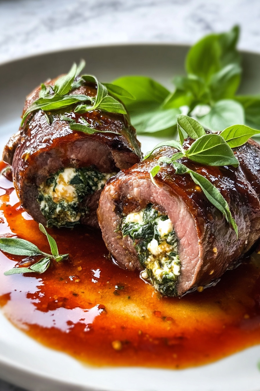 A mouth watering beef braciole.