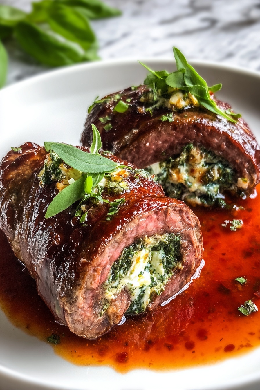 A mouth watering beef braciole.