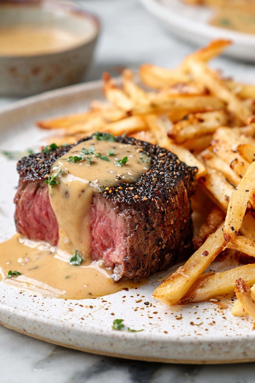 A piece of meat with gravy on top.