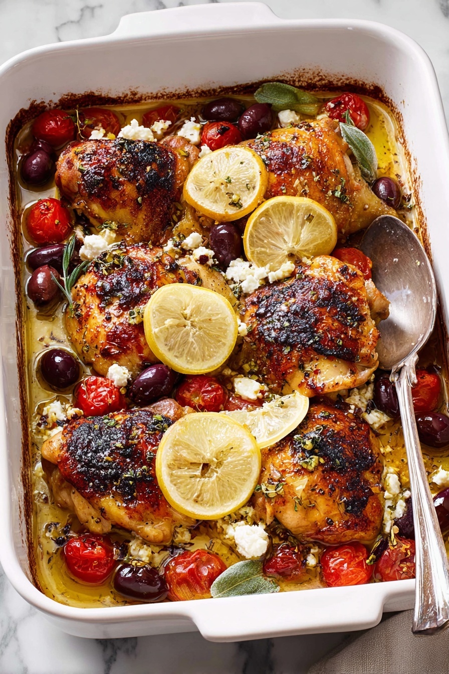 A dish of Greek Lemon Chicken with a spoon.