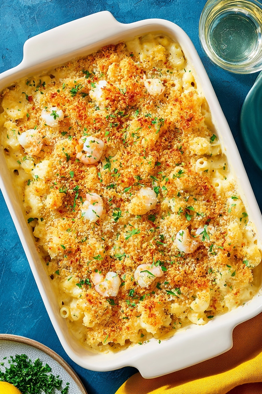 A dish of shrimp and cheese.
