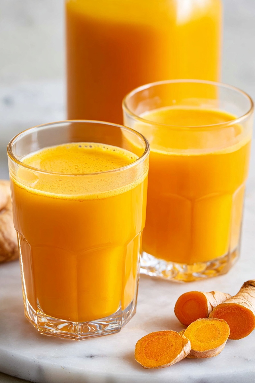 Two glasses of orange juice.