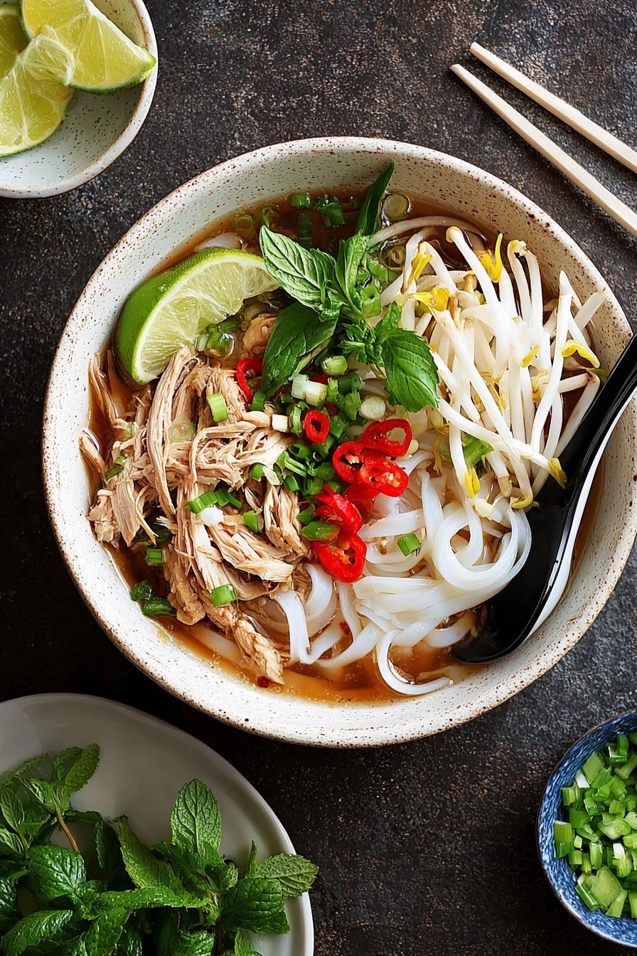 A bowl of soup with noodles, meat, and vegetables.