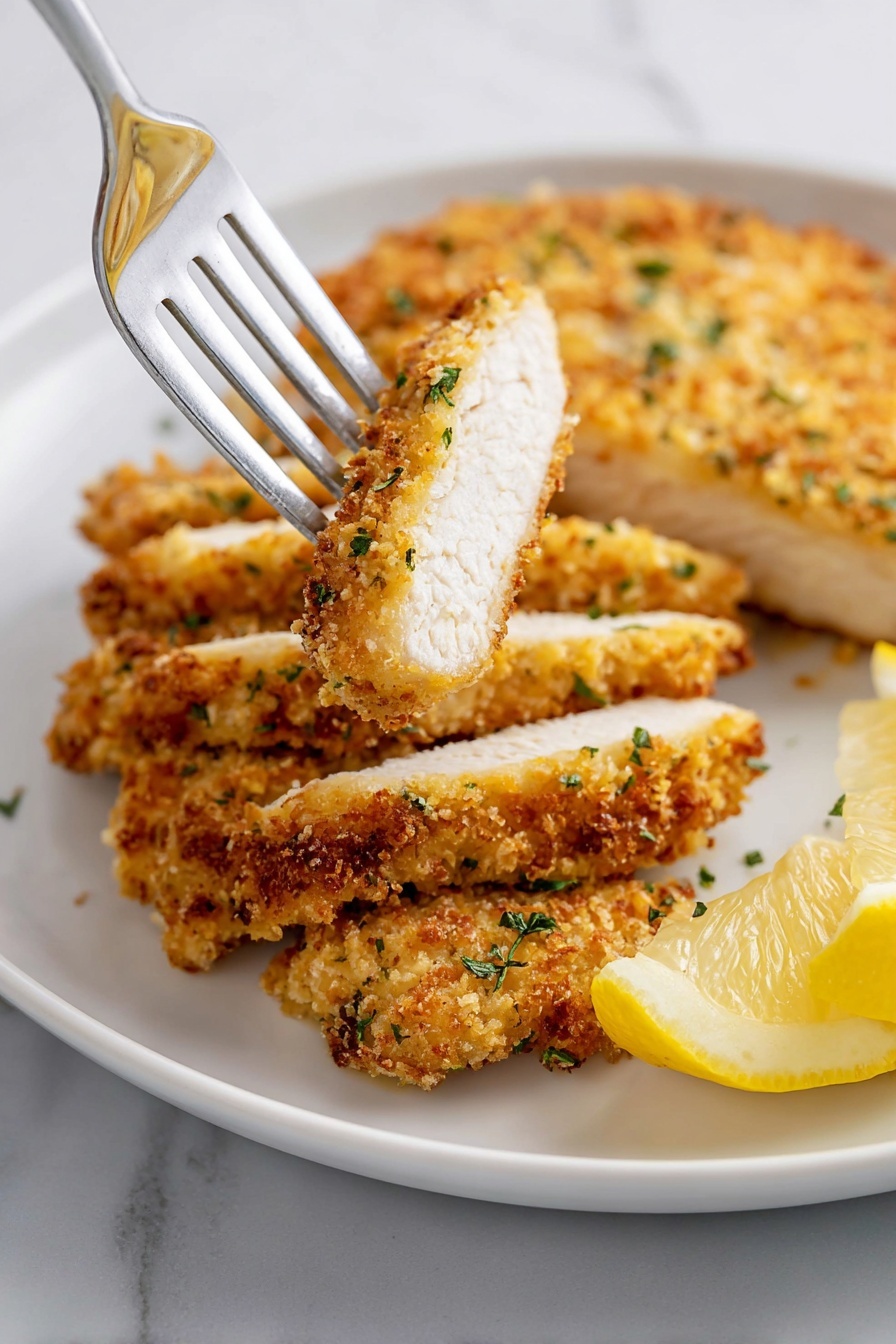 A plate of crispy air fryer chicken cutlets.