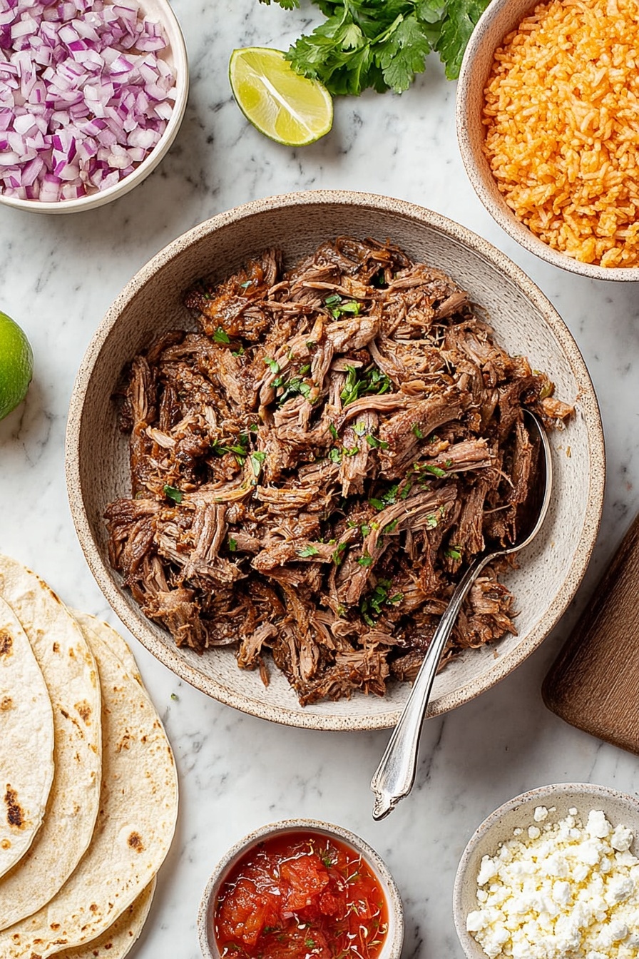 A bowl of slow cooker carnitas.