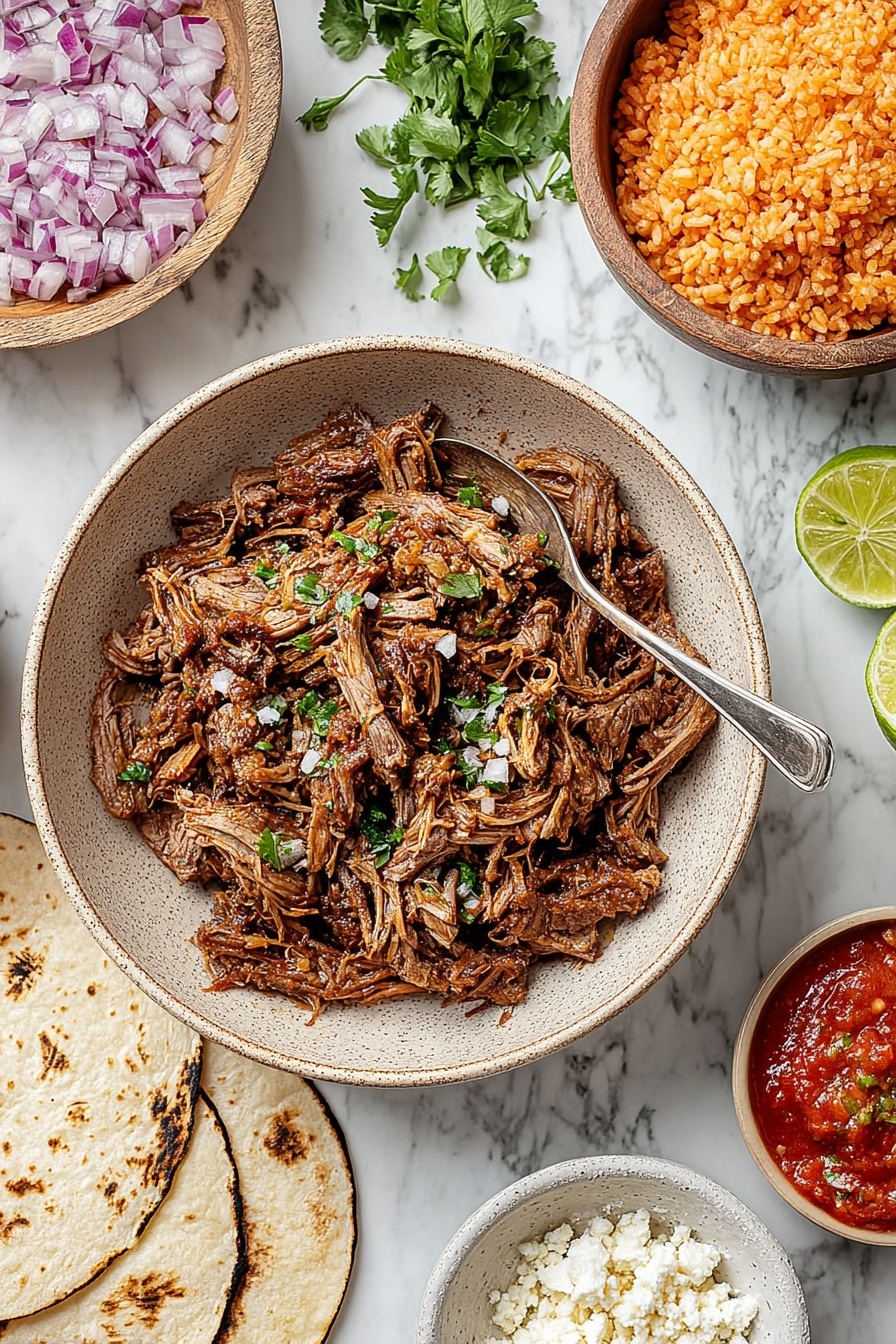A bowl of slow cooker carnitas.