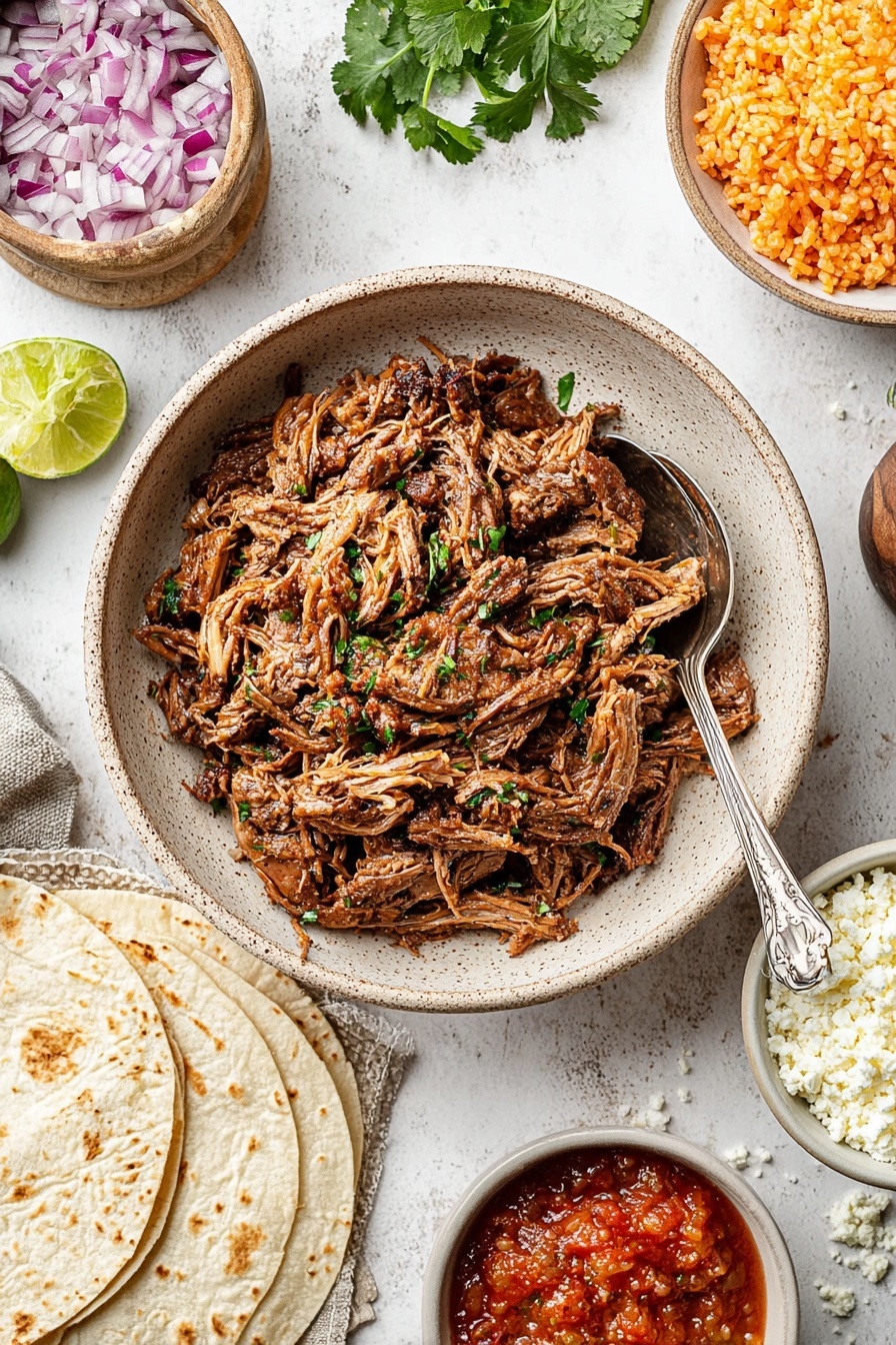 A bowl of slow cooker carnitas.