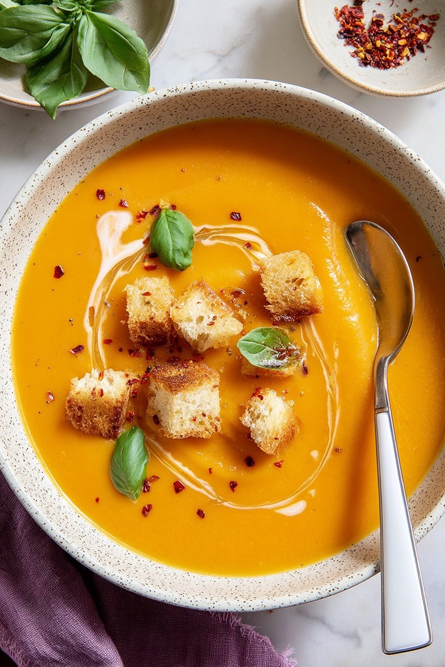 A bowl of carrot soup with ginger and turmeric.