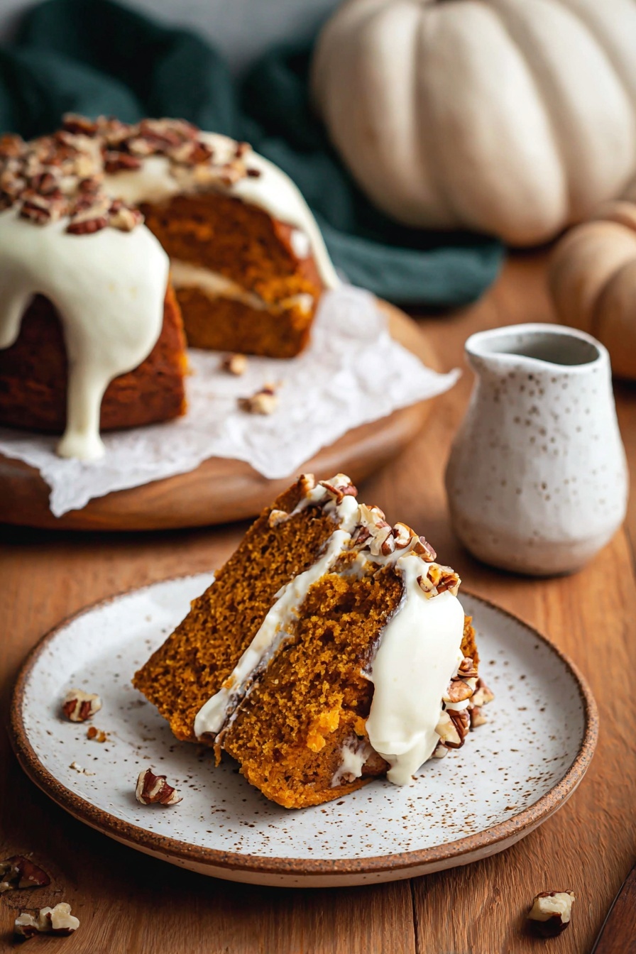 A slice of pumpkin bundt cake.