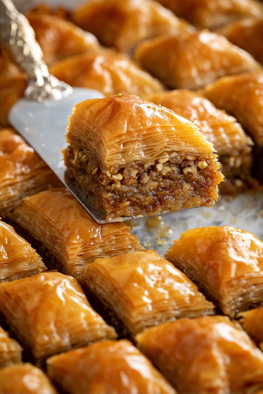 A piece of baklava on a plate.