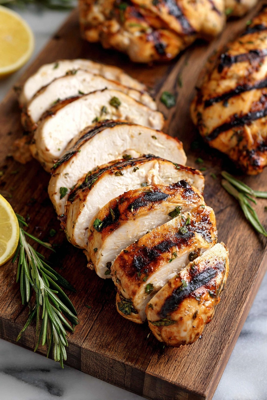 A piece of chicken with a balsamic marinade.