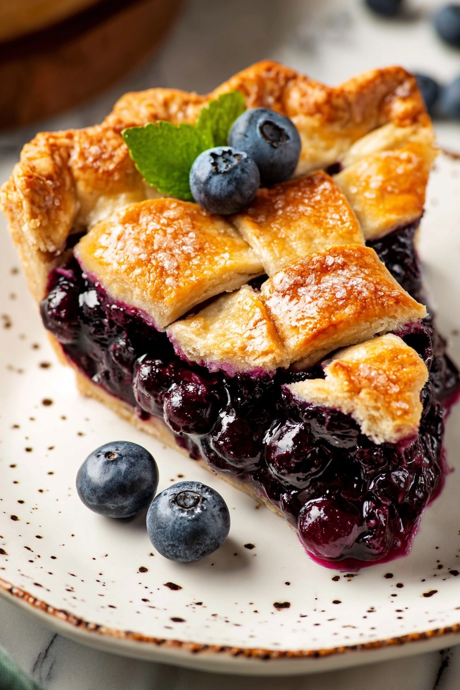 A slice of homemade blueberry pie.