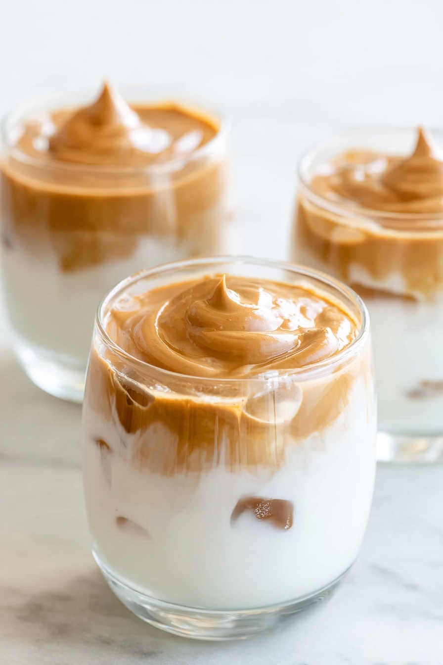 A glass of dalgona coffee.