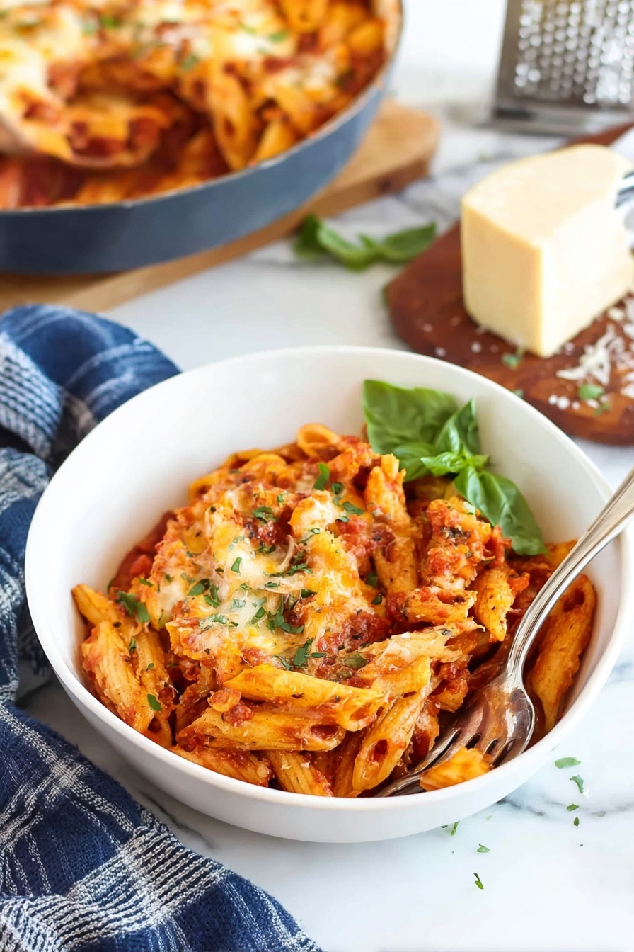 A bowl of Chicken Parmesan Pasta.