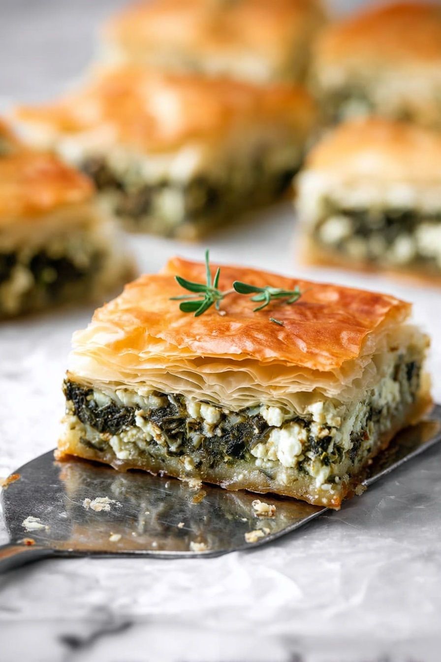 A slice of Greek Spanakopita.