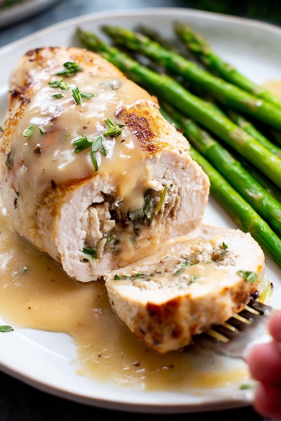 A piece of chicken with sauce on it.