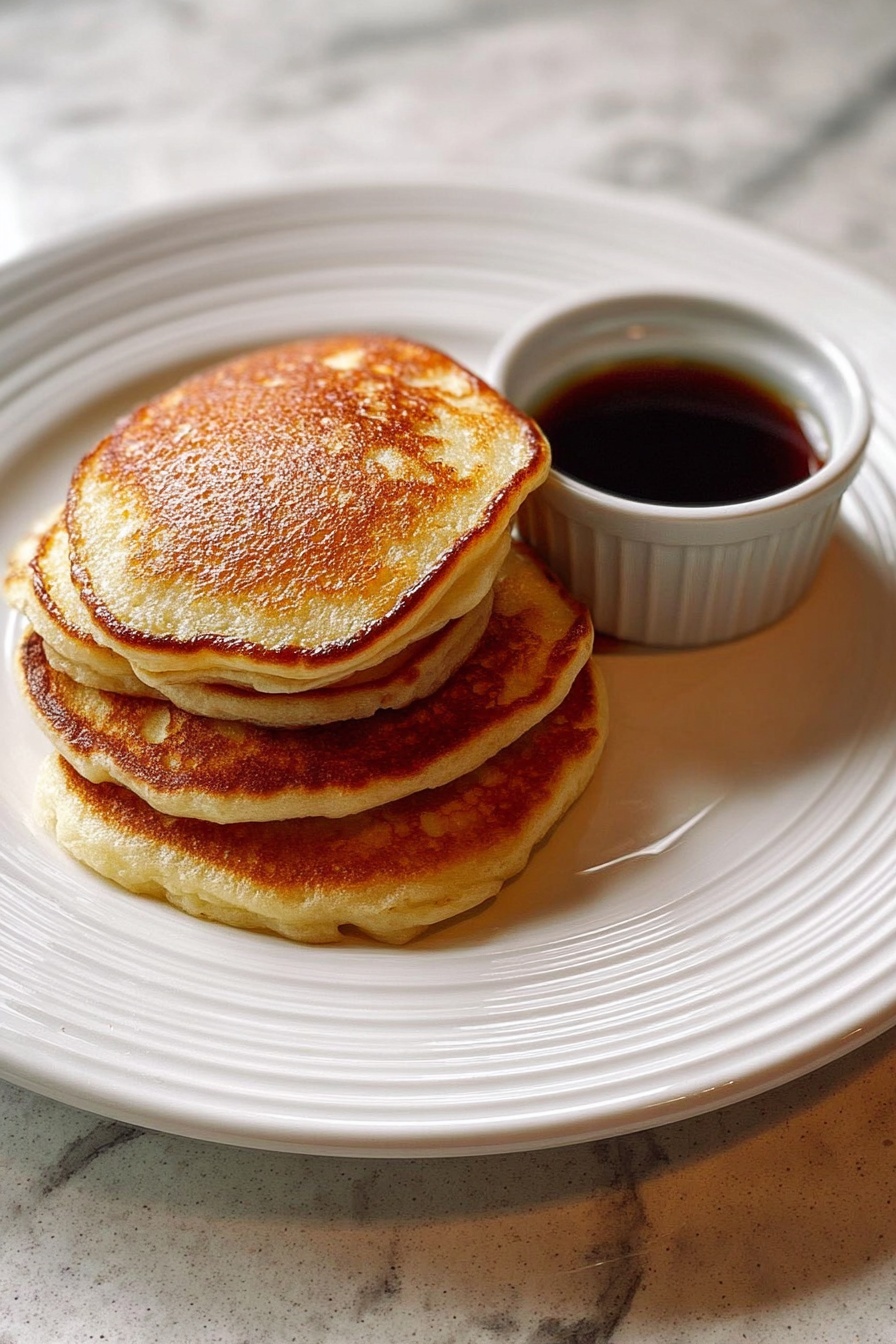 A stack of corn dogs on a plate.