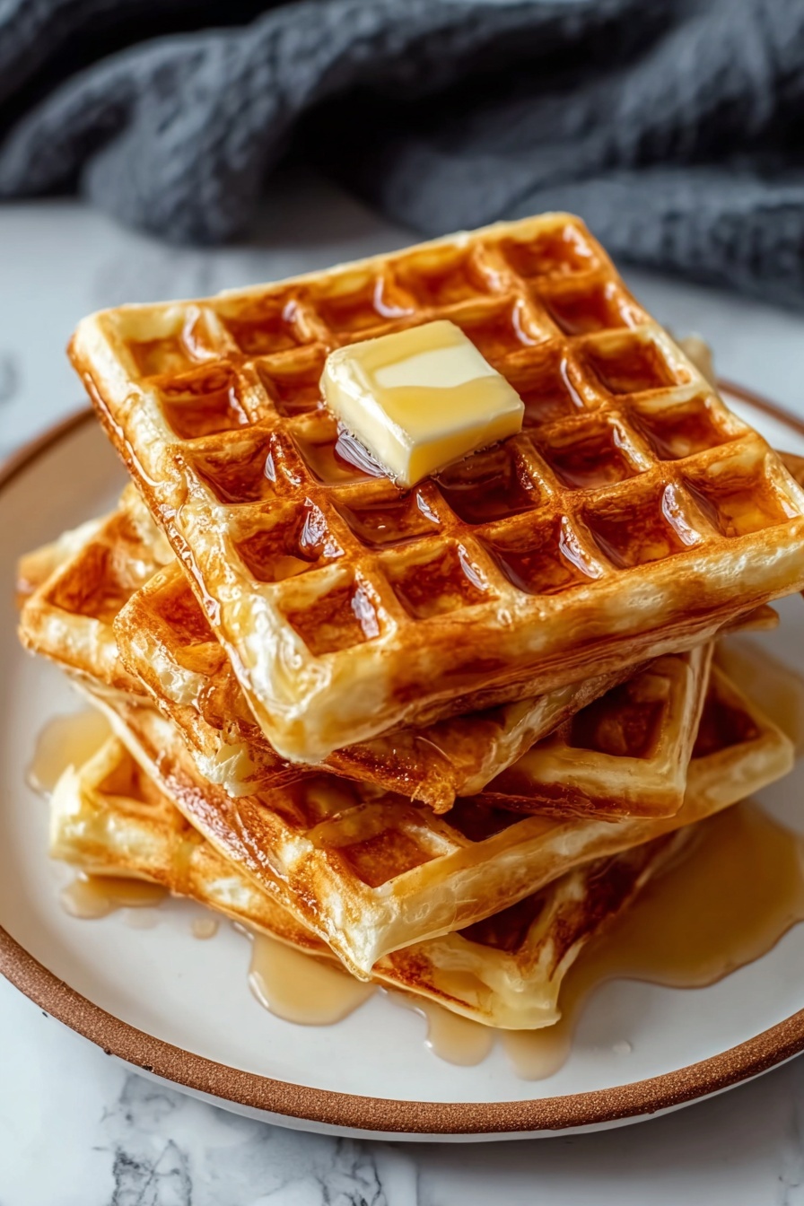 French toast waffles with butter on top.