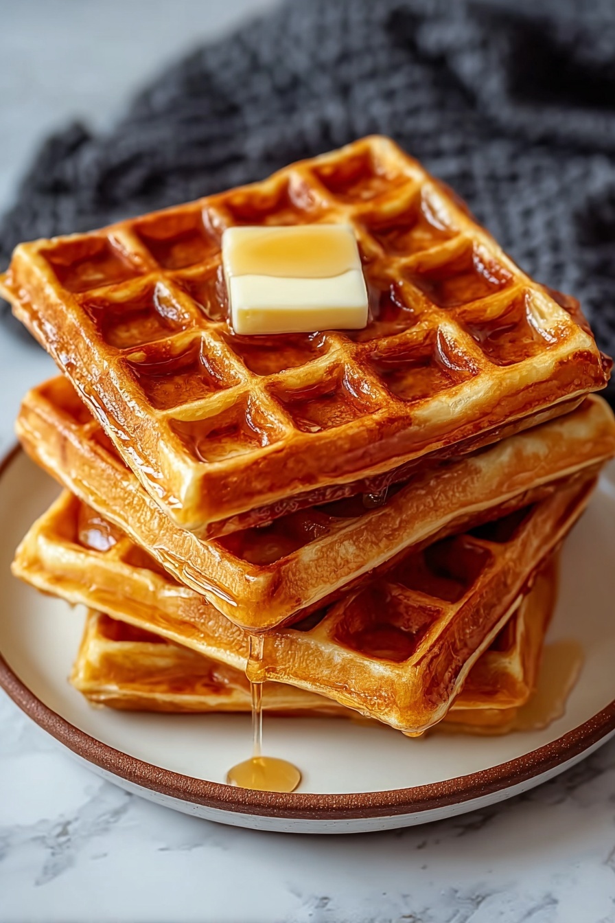 French toast waffles with butter.