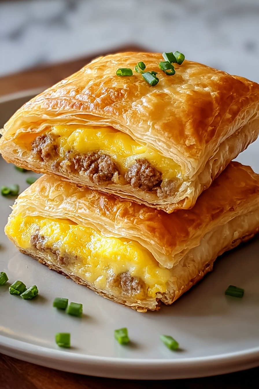 Two homemade breakfast hot pockets.