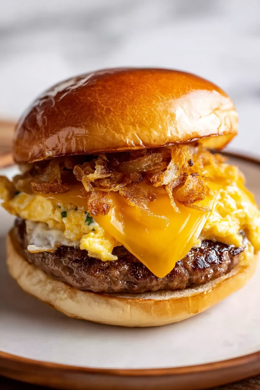 A Fairfax Breakfast Sandwich with cheese and bacon.