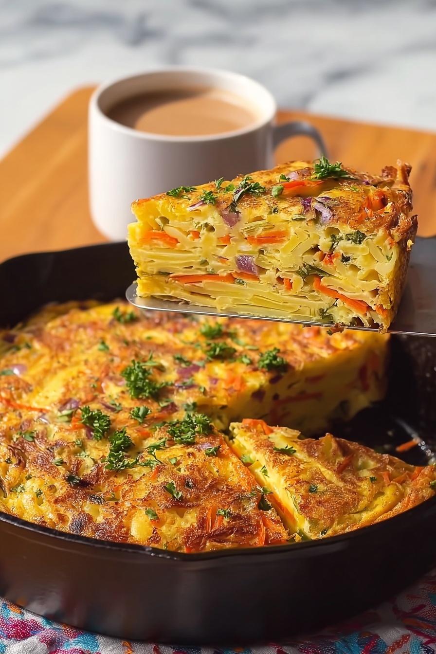 A slice of breakfast veggie crinkle cake.