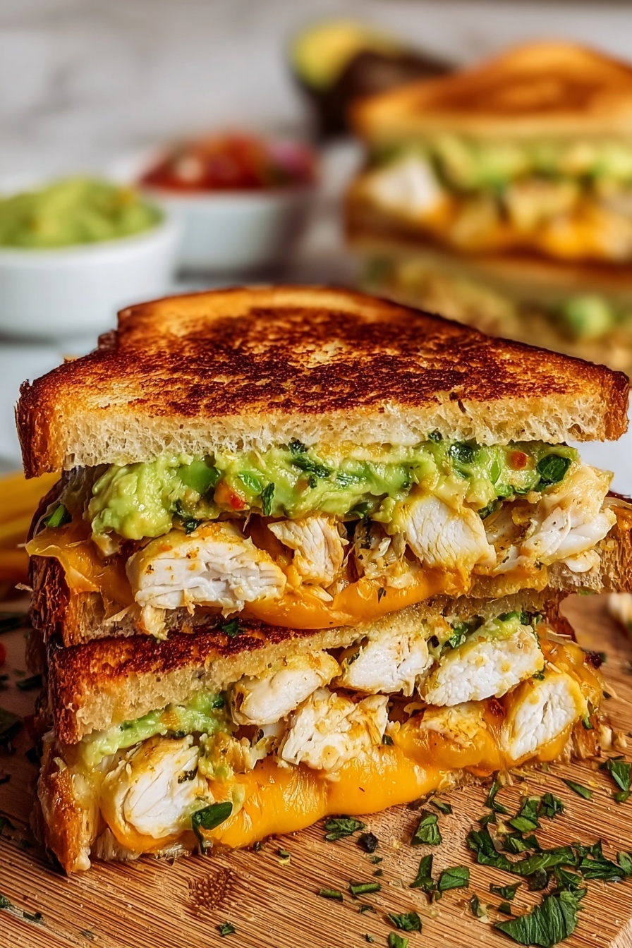 A chicken avocado melt sandwich.