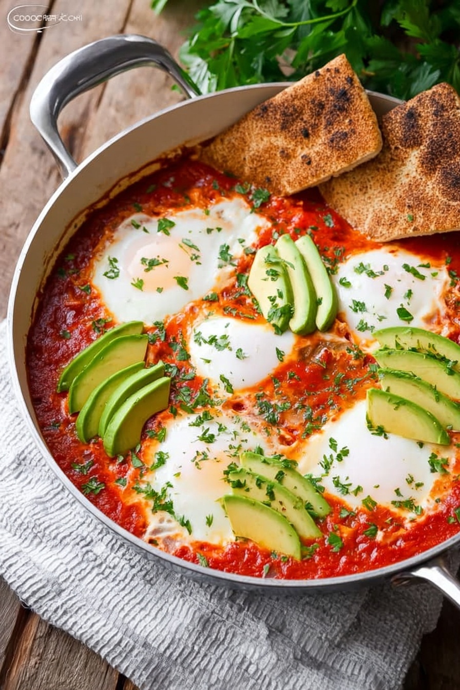 A bowl of food with eggs, avocado, and tomatoes.