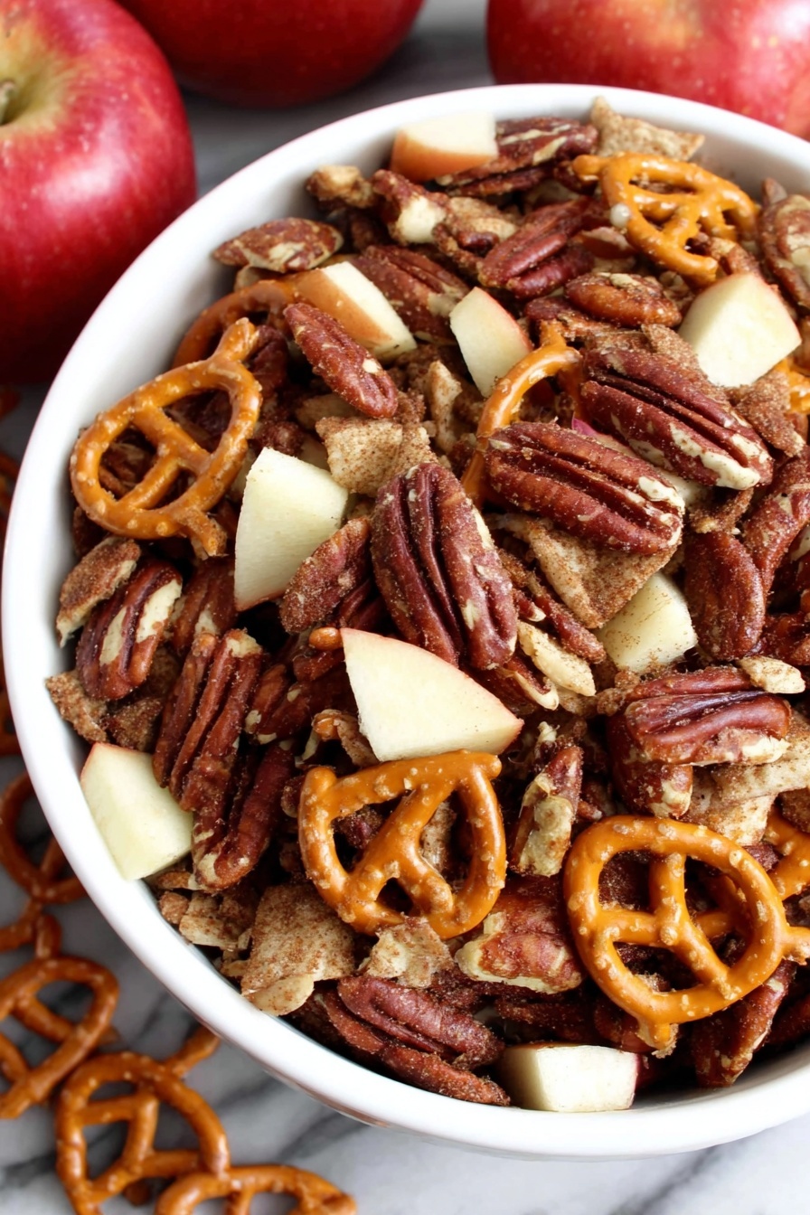 A bowl of Caramel Apple Pie Party Mix.