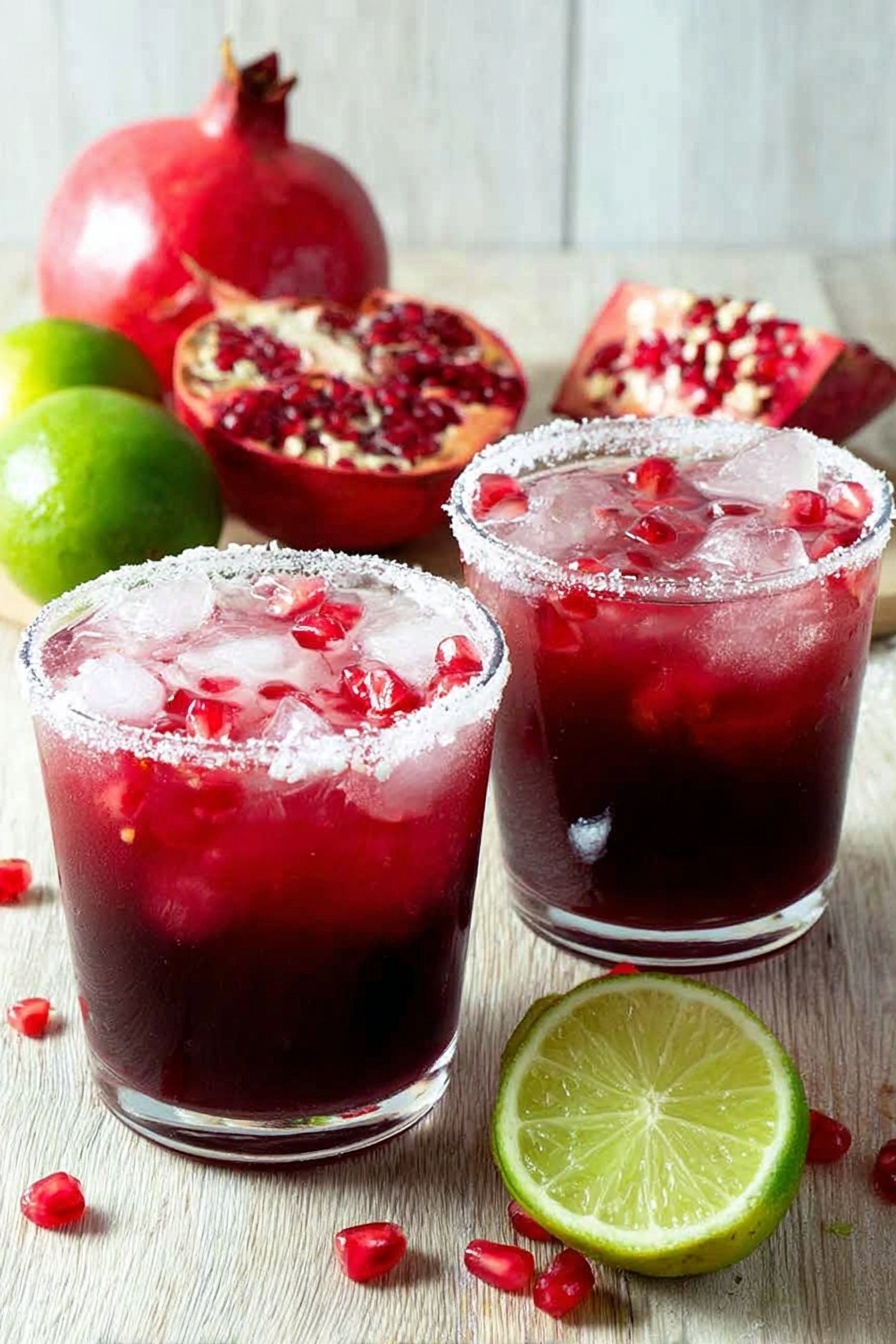 Two glasses of pomegranate margarita.