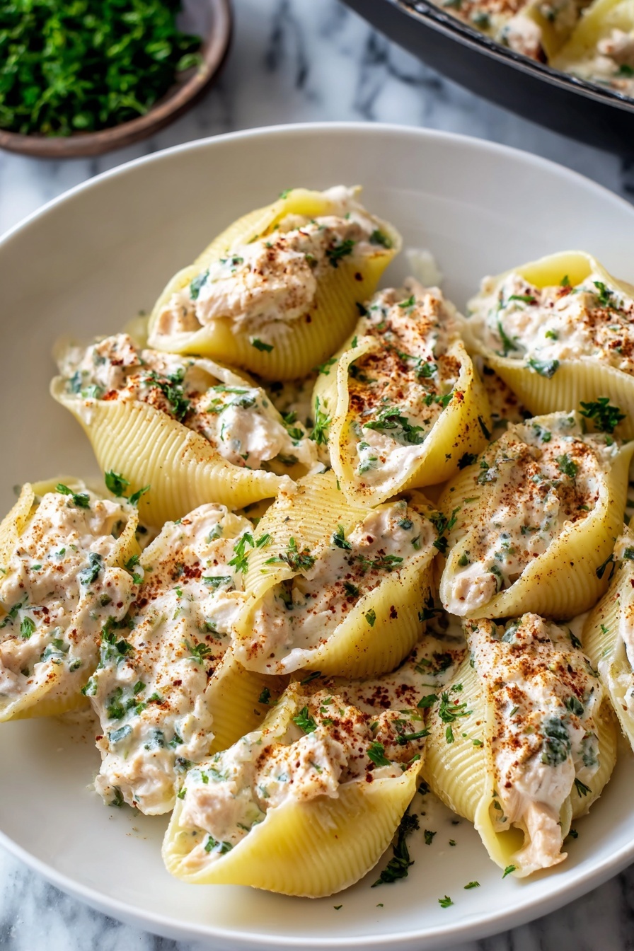 A plate of Creamy Cajun Chicken Stuffed Shells.