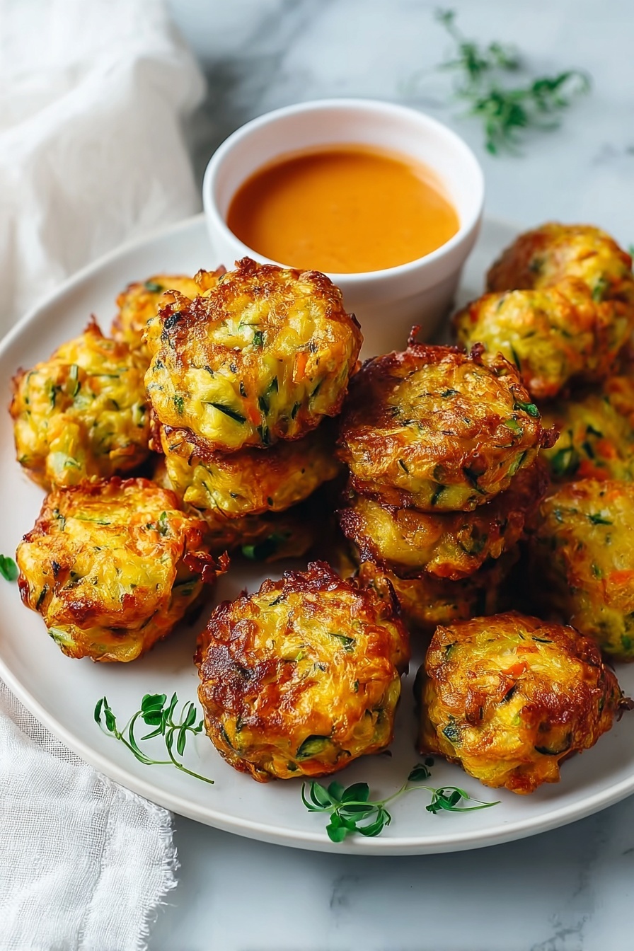 A plate of baked sweet potato zucchini tots.
