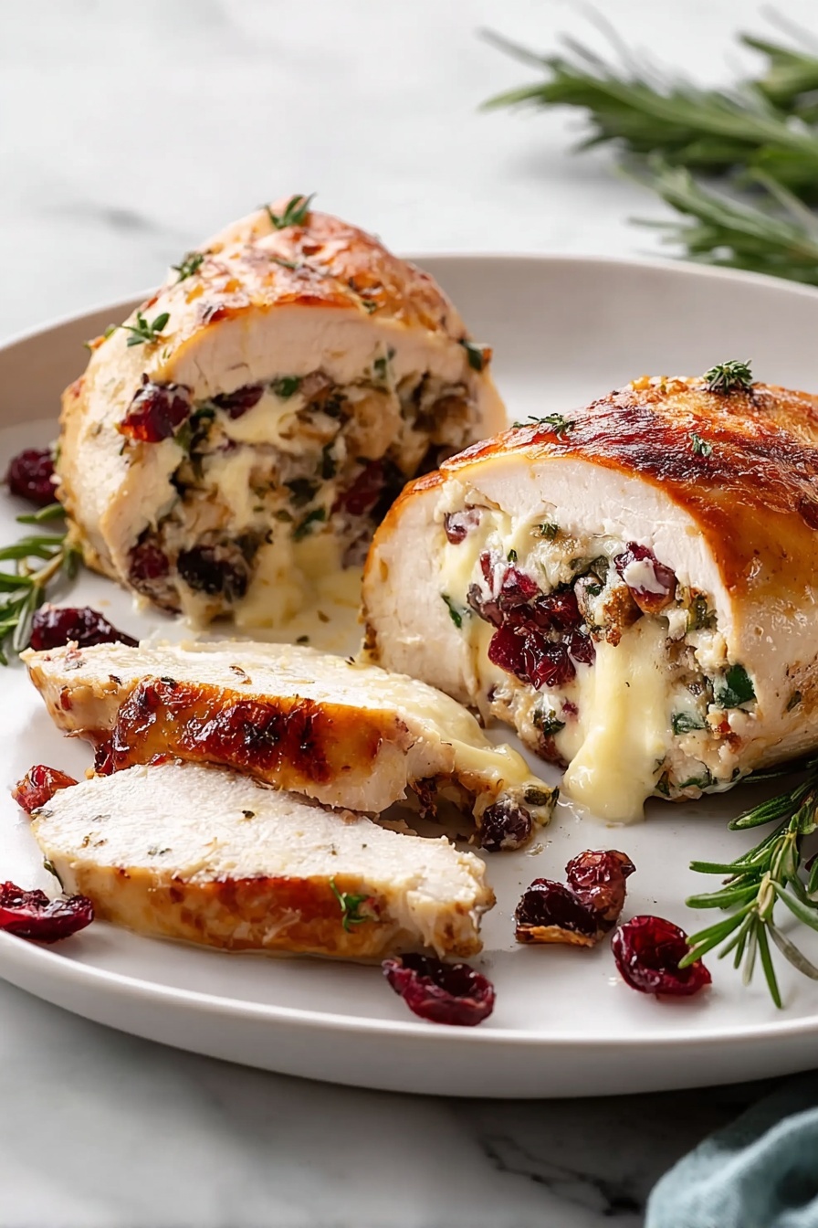 A plate of food with a chicken breast and a stuffed chicken breast.