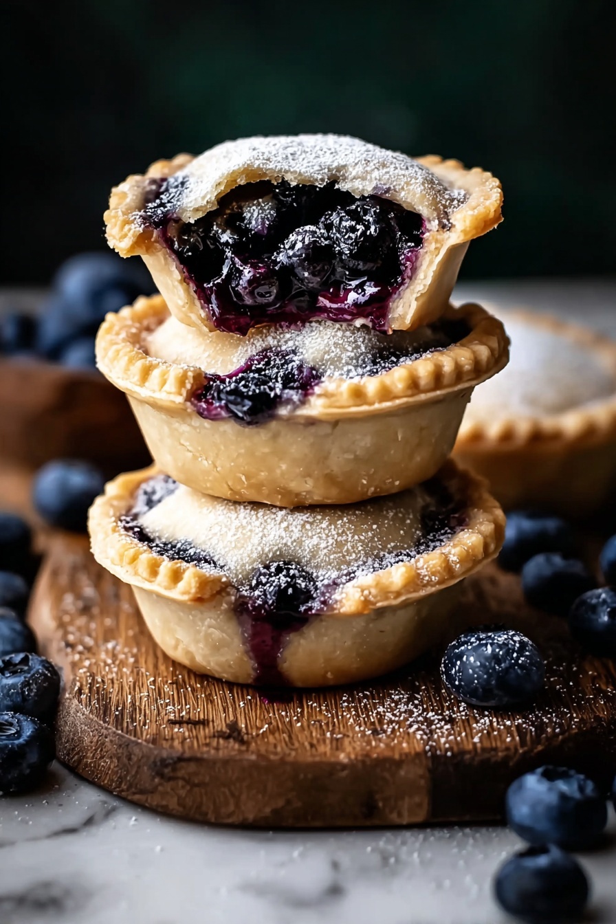 Three blueberry pie cookies stacked on top of each other.